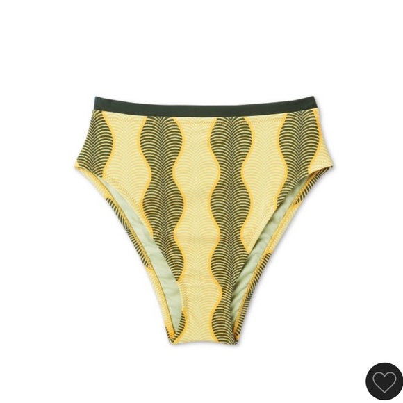 Women's Micro Wave Print High Leg Cheeky High Waist Bikini Bottom - Fe Noel - Picture 1 of 8